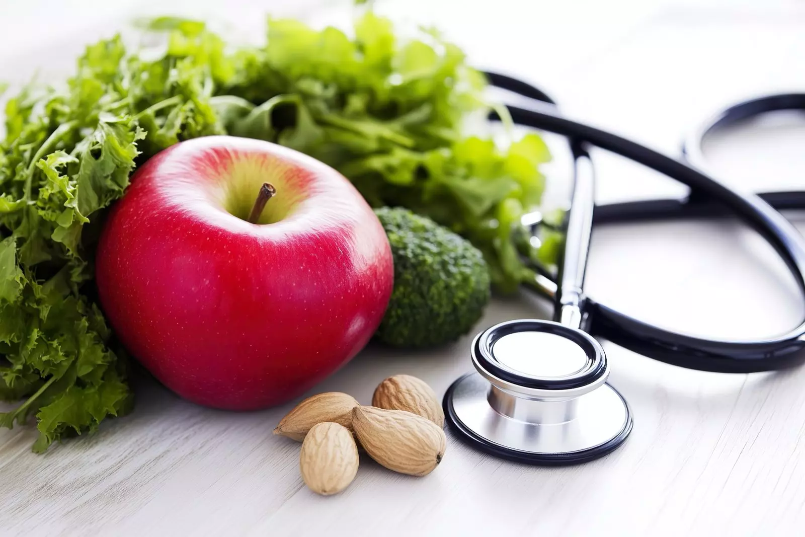 Czerwone jabłko i stetoskop