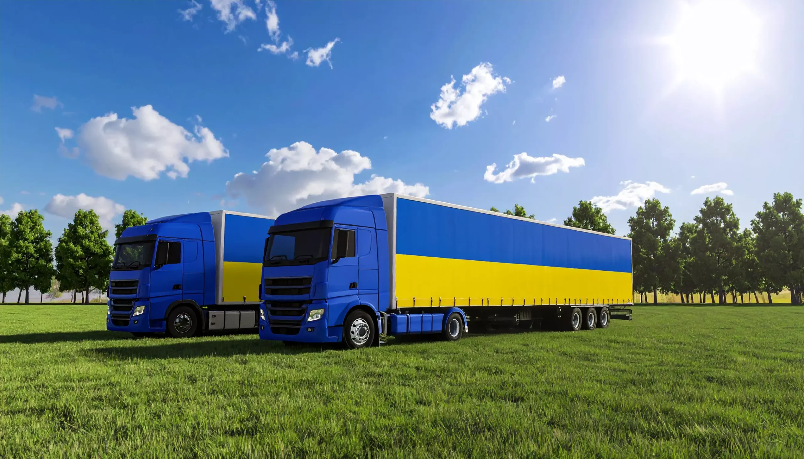 Ciężarówka w barwach flagi Ukrainy